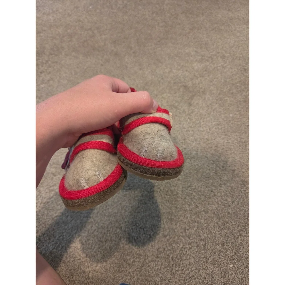 Russian Valenki Kids Wool Slippers Grey Red Flower Felted Shoes Indoor Boots